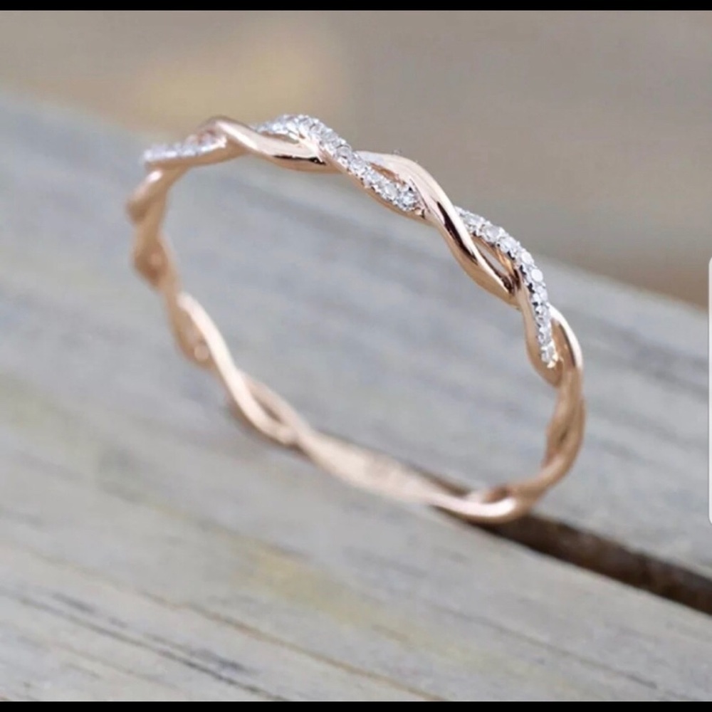Rose Gold Filled Twisted Wave Ring - Picture 2 of 3
